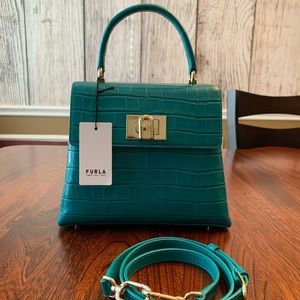 Furla 1927 Crocodile- skin Effect Top Handle TOTE. OUT OF STOCK! Retails $550